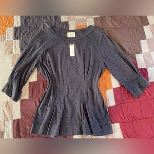 T.La Charcoal Polka Dot Long Sleeve Top NWT